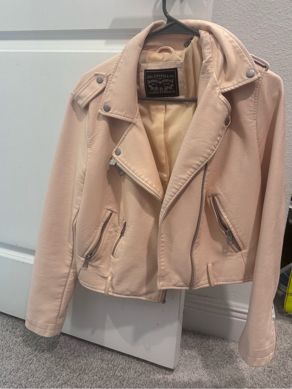 Signature by Levi Strauss Pale Pink Faux Leather Moto Jacket